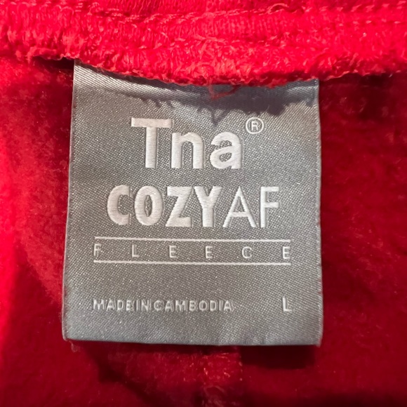 Aritzia TNA Cozy AF Fleece Sweatpants Red - Picture 4 of 8